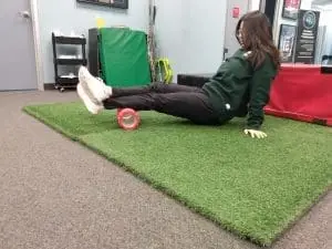 physio patient foam rolling calves exercise physio patient foam rolling calves exercise